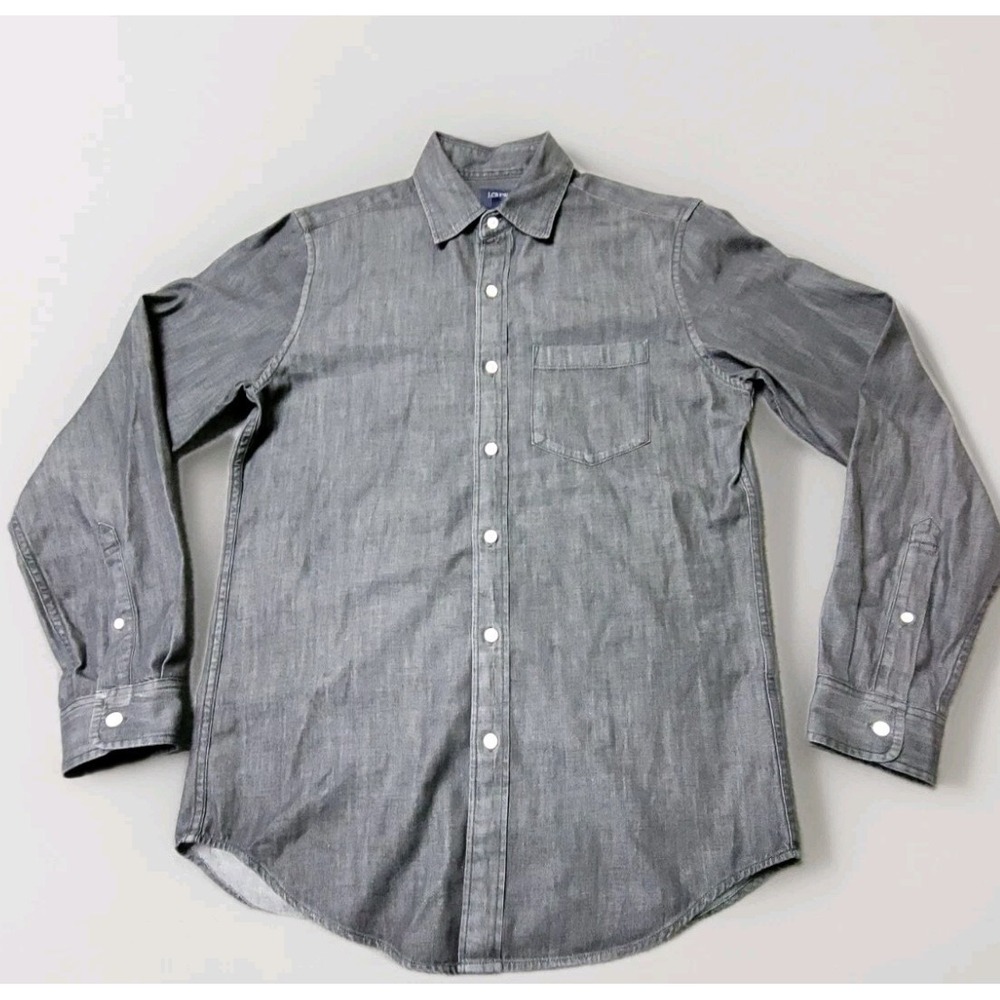 J Crew Mens Denim Shirt Button Up Black Long‎ Sleeve Men Small Casual